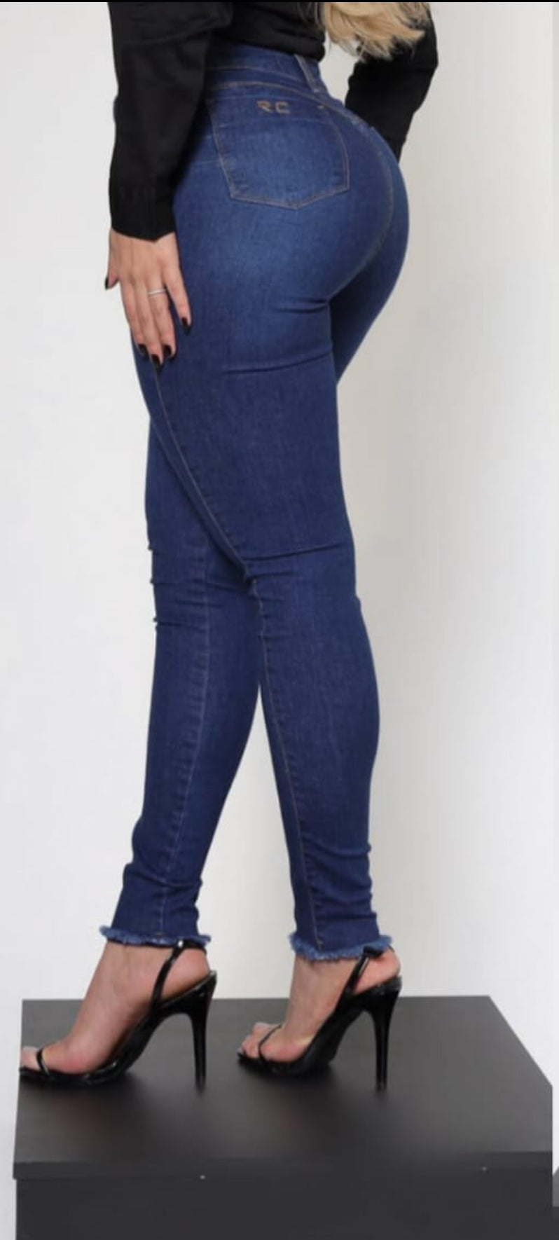 Jeans Skinny Pants with Shredded Bar