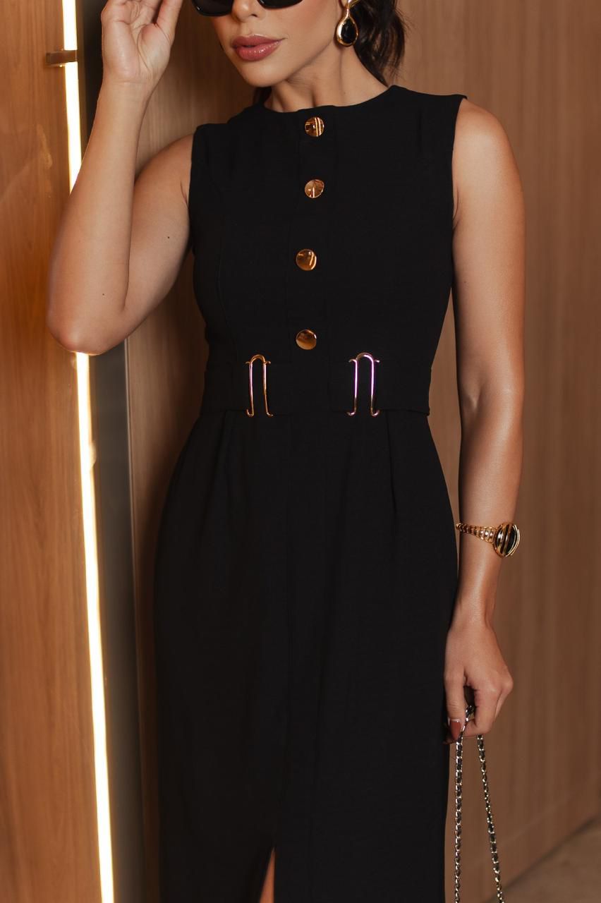 Long Drees with Buttons and Belt